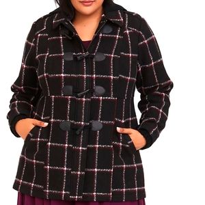 Torrid plaid wool coat